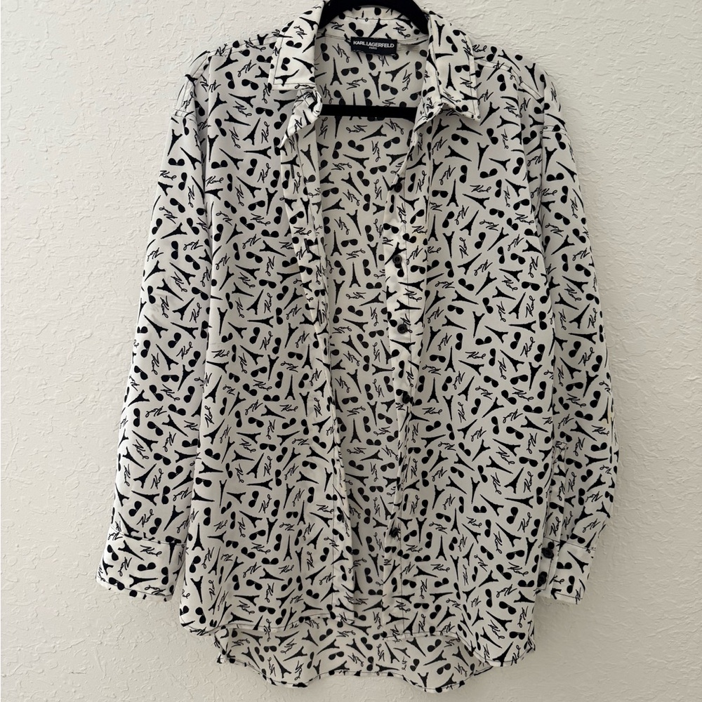 Karl Lagerfeld Black and White Iconic Print Shirt